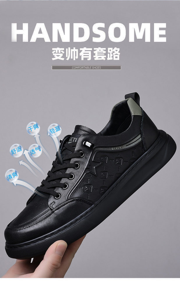 Giày lười nam da bò lớp đầu, sneaker casual da thật dễ phối đồ, gót thấp 1–3 cm — Màu trắng, màu đen chi tiết 8