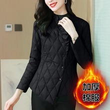 设计感不规则收腰显瘦棉服女冬季2023年新款妈妈时尚棉衣外套上衣