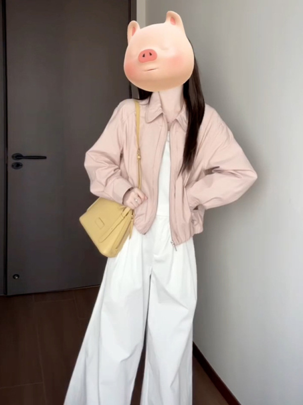 2025新款小个子香风粉色夹克外套初秋季女装高级感棒球服短款上衣|undefined