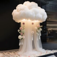 漂浮云朵立体造景橱窗美陈网红打卡拍照场景布置婚庆道具婚礼装饰