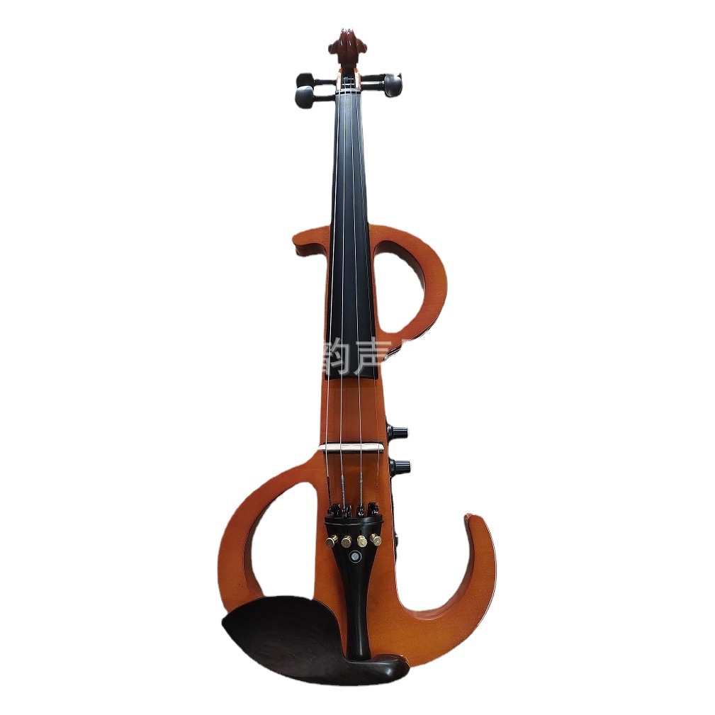 Negro violín electrónico principiante tocando instrumento musical de violín electroacústico