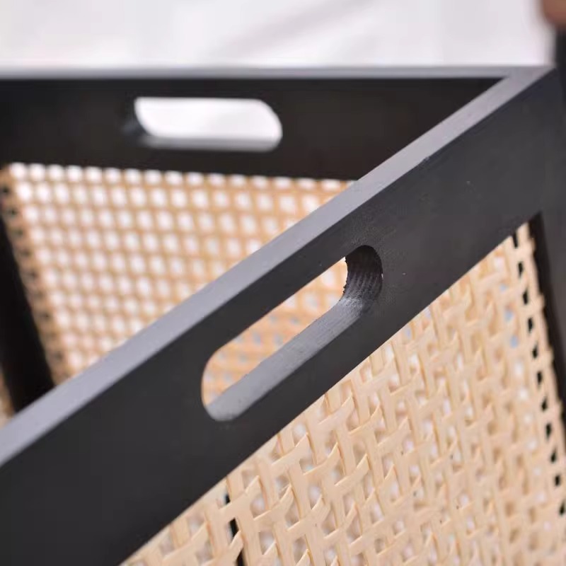 Cesta de almacenamiento de caña personalizada caja de almacenamiento cuadrada de madera maciza decoración del hogar gabinete de almacenamiento de libros organizar cestas de almacenamiento