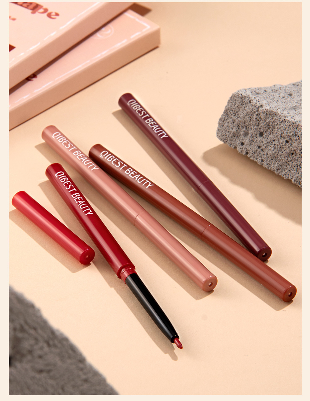 QIBEST Cross-border Matte Lip Liner Pen 12-color Mixed Lip Liner Pen Nude Set Waterproof Decorative Lipstick Pen undefined