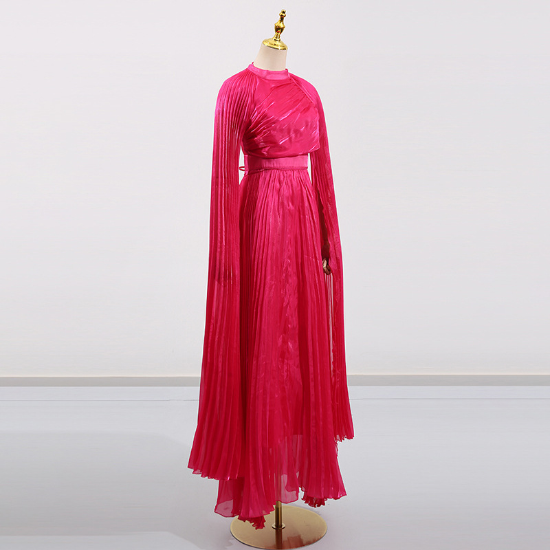 French Royal Super Long Sleeve Retro Dance Club Formal Cinched Pleated Dress 18 French Royal Super Long Sleeve Retro Dance Club Formal Cinched Pleated Dress