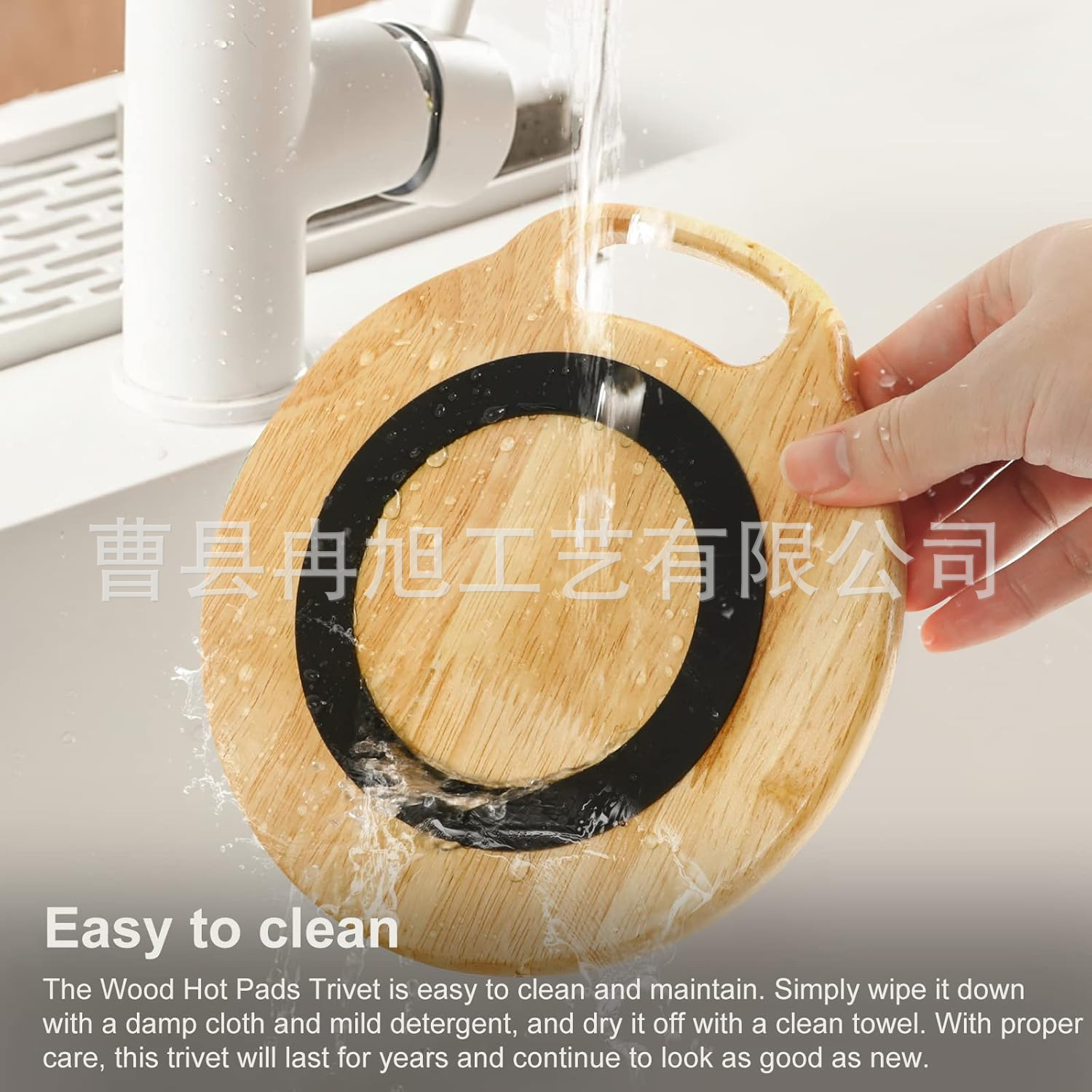 Round Wooden Anti-Scalding Pot and Bowl Mat for Home Kitchen, Hangable Solid Wood Casserole Mat, Home Desktop Wooden Heat Insulation Mat