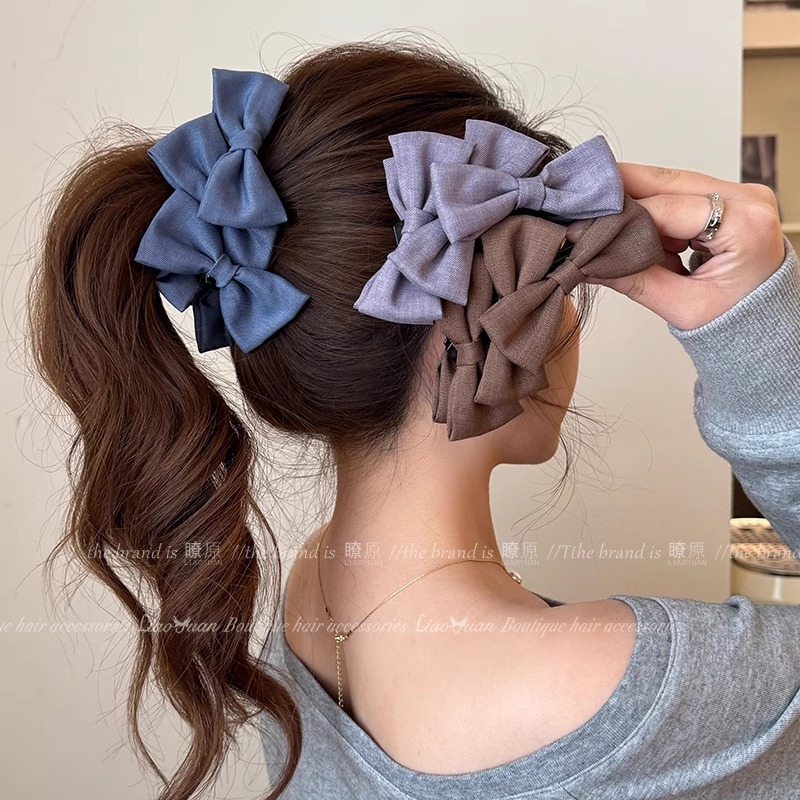 後頭部にポニーテールを結ぶ女性用の韓国風リボンヘアピン、バナナクリップヘッドバンド、高級レトロヘアアクセサリー|undefined