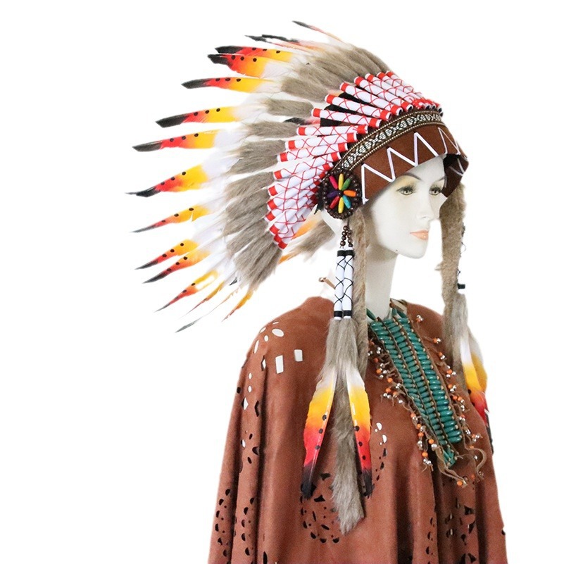 Tocado indio diadema tocado de plumas salvaje jefe accesorios para el cabello desgaste de la cabeza rendimiento etapa fotografía accesorios de pasarela