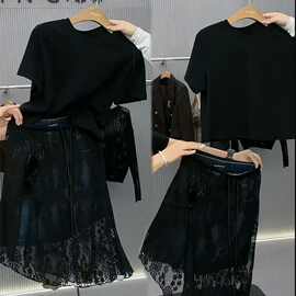 2025夏季新款纱裙网纱蕾丝透视下摆半身裙屁帘