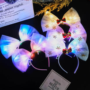 Luminous mesh bow headband personality Internet celebrity fabric mesh headband photo photo Christmas luminous headband
