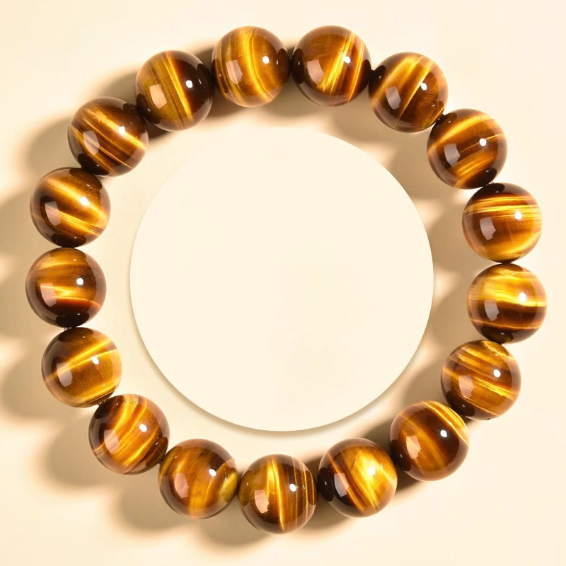 Natural Yellow Tiger Eye Stone Bracelet, Collection Grade Lightning Pattern Wood Alexandrite Tiger Eye Stone, Wholesale from Doshika Tang Gemstone