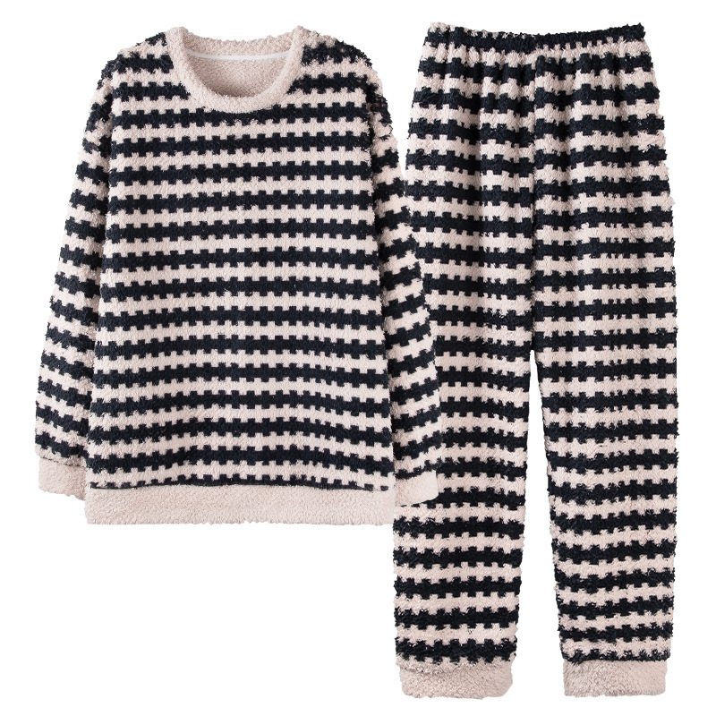 커플 잠옷 입고 여자 겨울 기모 플러스 사이즈 남성 산호 양털 긴 소매 홈웨어 세트 도매