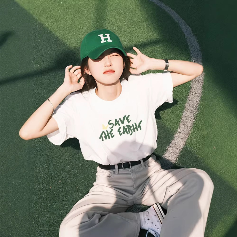 White Short-Sleeve T-Shirt for Women, 2026 New Summer Style, Pure Cotton Versatile Base Shirt, Slim-Fit Loose Top