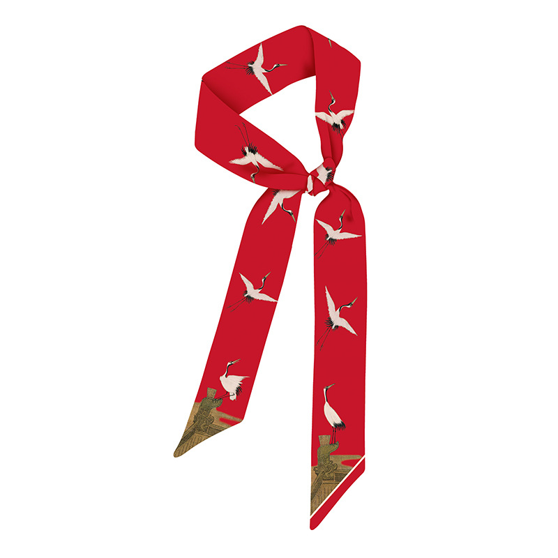 Grúa de estilo nacional delgada estrecha pequeña bufanda de seda banda de pelo multifuncional bolsa de corbata de pelo cuerda de pelo estilo antiguo hanfu cinta decorativa