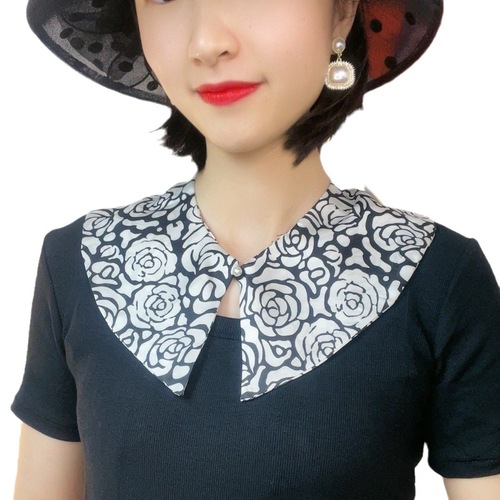 Fashionable and Versatile Satin Collar with Pearl Buttons, Double-layer Collar for Summer Sun Protection, Decorative Neck Scarf, Factory Direct Shipping