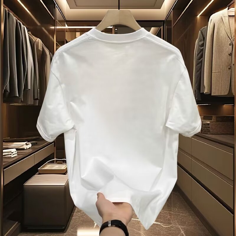 Pantaloncini estivi europei con stampa di cartoni animati a colori sfumati, girocollo, mezza manica, maglietta di marca versatile, versatile per_voghion.com