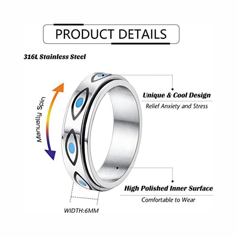 Estilo Simple Ojo De Titanio Anillos De Pulido De Acero display picture 2
