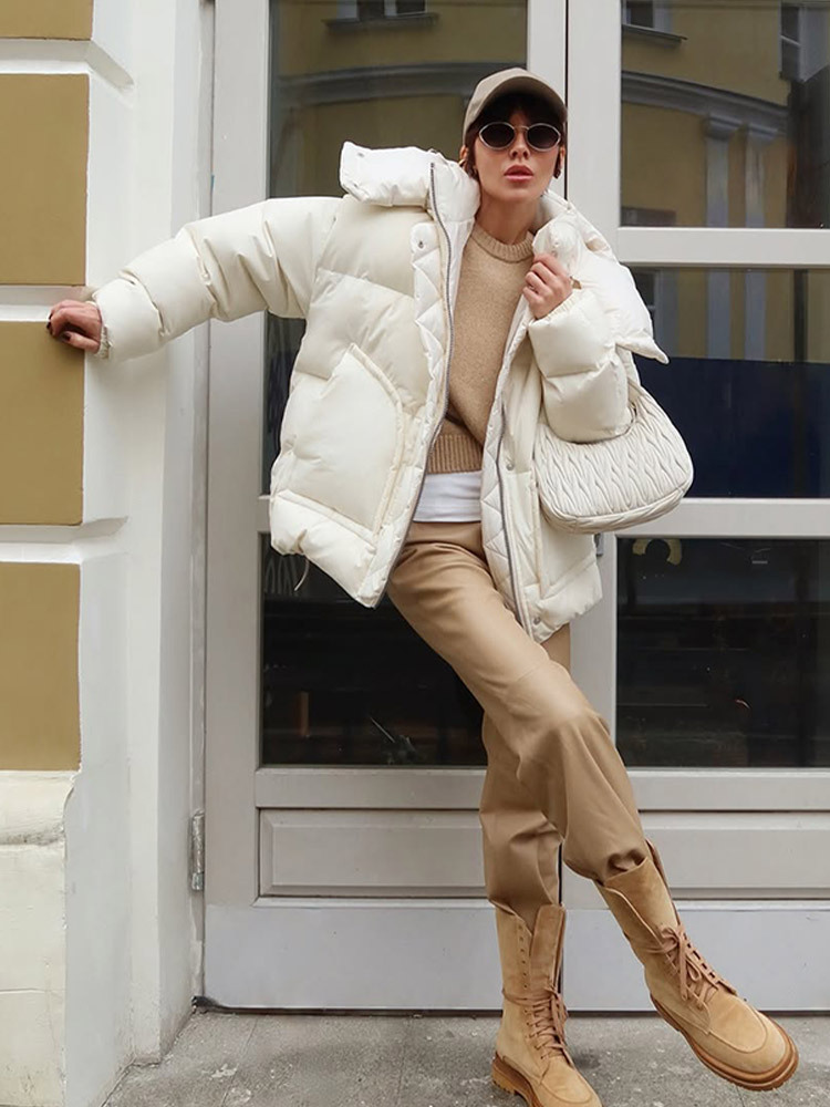 Suelto y cómodo ocio con cremallera de invierno cálido con sombrero de color sólido ropa de algodón de manga larga 2025 estilo europeo y americano transfronterizo
