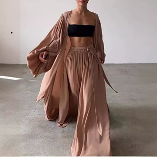 Ladies' quality 3-piece set品质时尚纯欲女潮外套长裤抹胸3件套