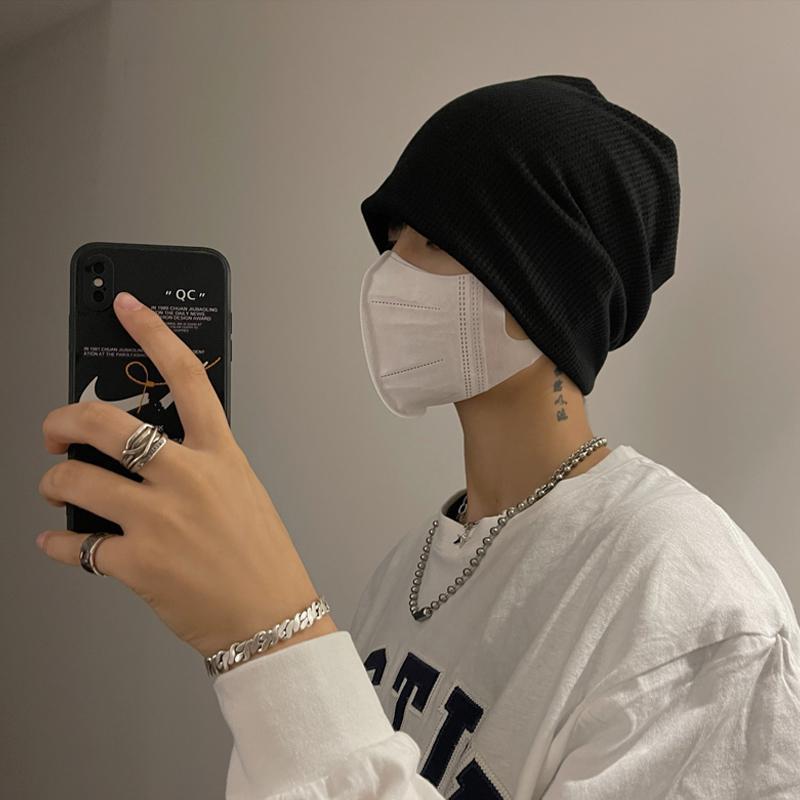 Supchaoke黑色保暖堆堆帽子男潮春秋百搭毛線帽冷帽包頭帽針織帽