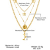 Metal retro necklace, golden multilayer human head, European style, suitable for import, new collection