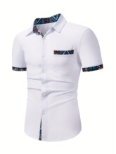 C 38051 Men's Solid Short Sleeve Shirt ��ʿ������� ����