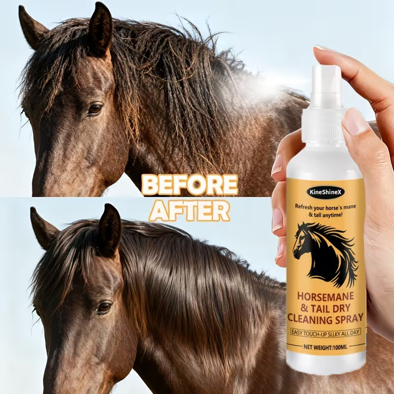Kineshinex Horse Mane Anti-Tangle Spray with a Gentle Natural Formula for Quick Smoothing and Softening, Enhancing the Shine of Horse Manes Kineshinex Horse Mane Anti-Tangle Spray with a Gentle Natural Formula for Quick Smoothing and Softening, Enhancing the Shine of Horse Manes