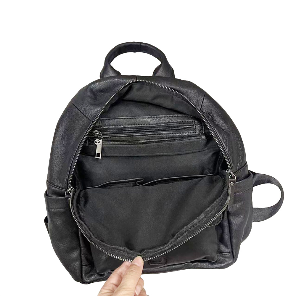 Leather Backpack Women's Black Top Layer Cowhide Women's Backpack Versatile Soft Leather Women's Bag_voghion.com