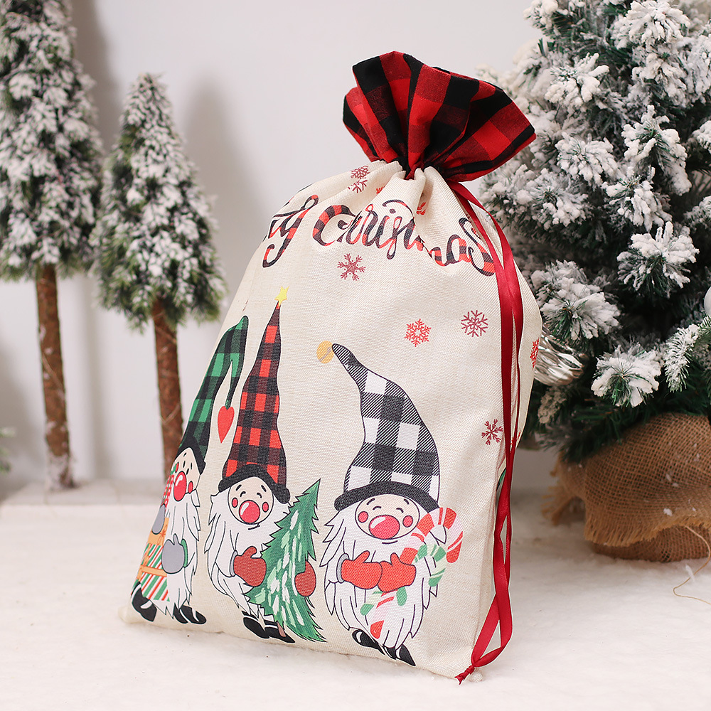 Home & Garden Christmas decorations cartoon large drawstring gift bag faceless doll gift bag Forester candy bag wholesale_voghion.com