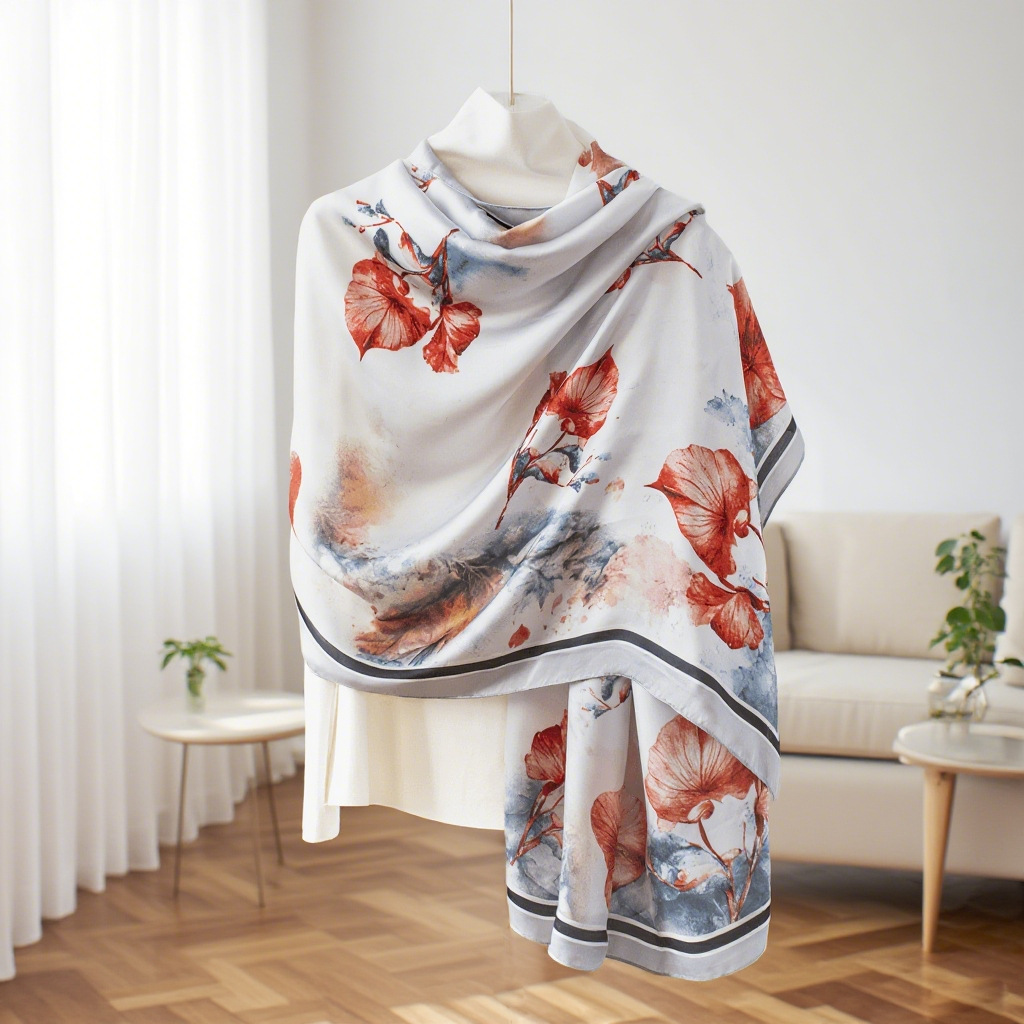 2025 primavera y verano nuevo estilo bufanda de seda mujer ligera y transpirable nueva bufanda de satén de seda para mujer estilo occidental bufanda larga chal