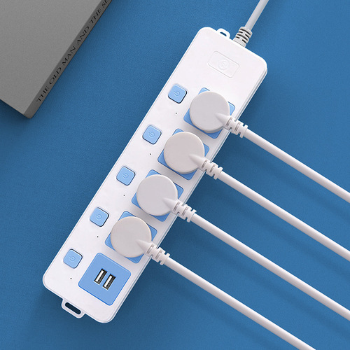 Independent control high-power power strip with long cord electric plug adapter for home power strip wholesale