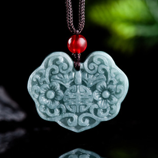genuine goods Natural A Jade Blue Water Lotus Ruyi Pendant Glutinous Jade Pendant for Men and Women Jade Pendant Wholesale