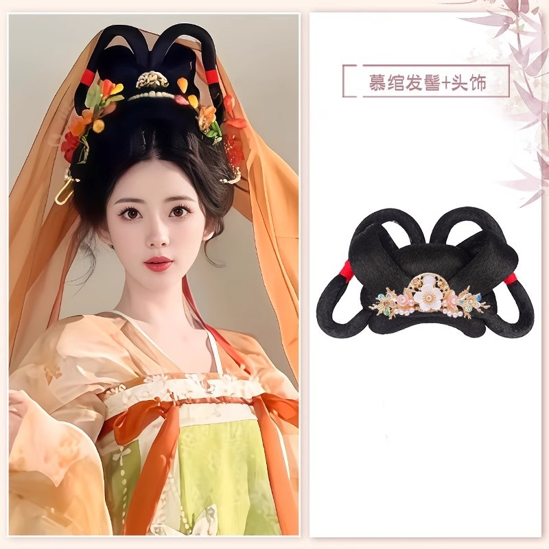 古风假发包汉服假发头饰发髻盘发古装一体发饰女日常唐风发包垫发|undefined