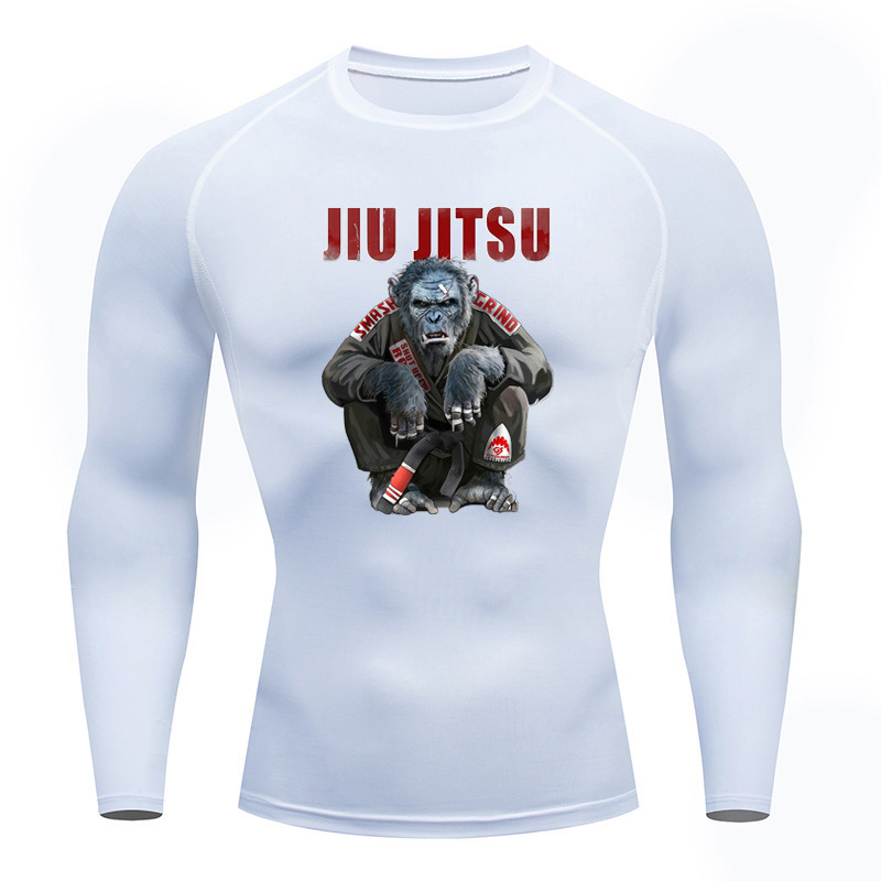 Cross-Border Jiu-Jitsu Quick-Drying Sports T-Shirt Running Base Layer Gym Training Men's Breathable Sweat-Wicking Elastic Bodysuit