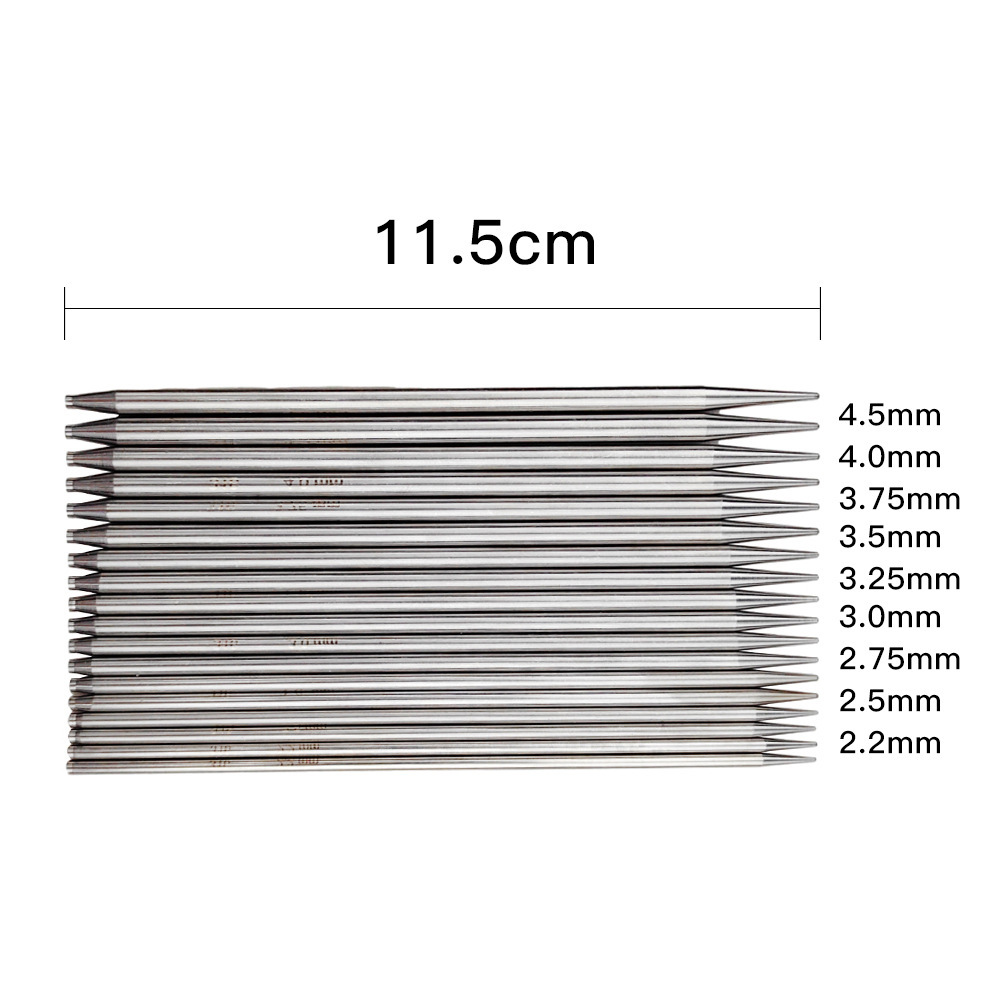 Herramienta de tejido Aguja de suéter 316 # Aguja de anillo de desmontaje de acero inoxidable 11.5 Longitud 2.2-4.5mm Juego de 9 PU