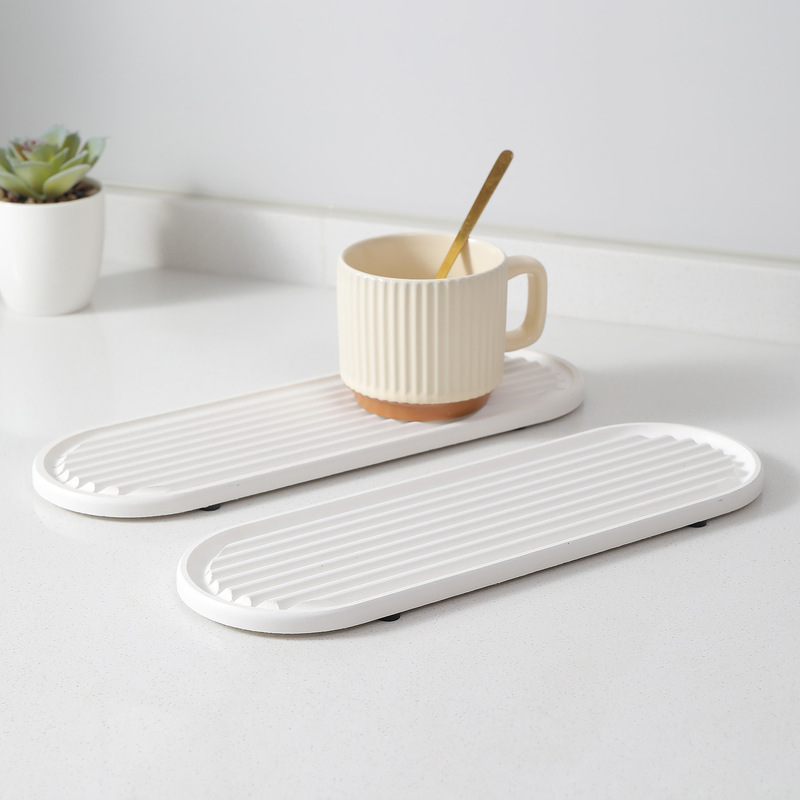 Kitchen Instant Drying Mat Faucet Absorbent Mat Bathroom Countertop Mat Coaster Washbasin Narrow Edge Drain Mat Soap Holder