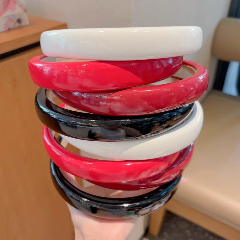 Ancara banda de cabello rojo para niños retro brillante corteza banda de cabello niña alta cabeza de cráneo banda de cabello de presión de cabello