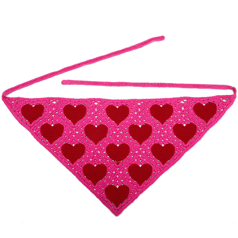 Francia cereza toallas triangulares mujeres primavera y otoño viajes padres-hijos gancho de punto flores hueco pañuelo de arte correa de pelo gorro