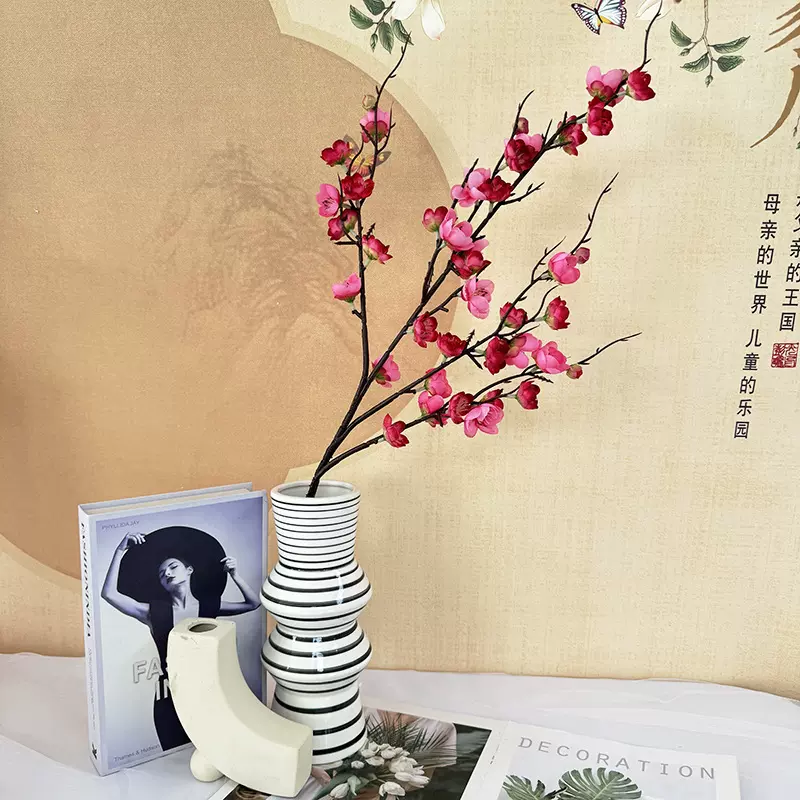 新品仿真4叉梅花节日装饰假花春节氛围家居摆件花店插花手工绢花