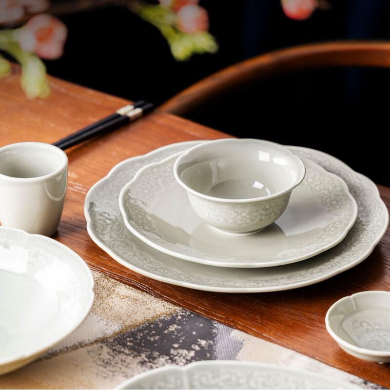 Simple White Dot Ceramic Bowl and Plate Set, Western-Style Dinner Plates, Restaurant and Hotel Ceramic Tableware, Dinner Plates, Dishes, Cups