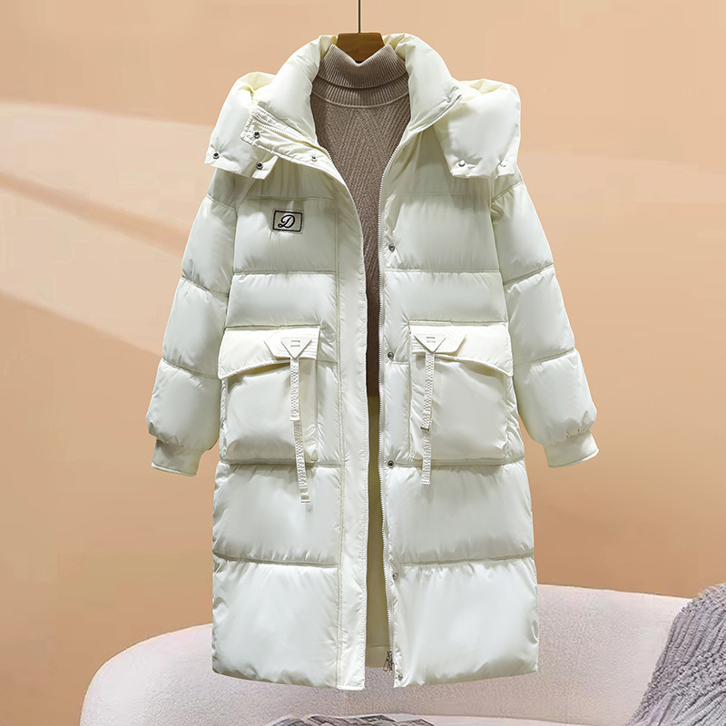 Damenbekleidung Wintermäntel Baumwolljacke für Damen mittlere Länge neue Winter verdickte über dem Knie lose Baumwolljacke_voghion.com
