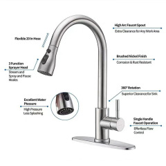 Cross-border 304 stainless steel pull-out kitchen faucet cold and hot swivel extendable sink dishwashing pool sink tap
