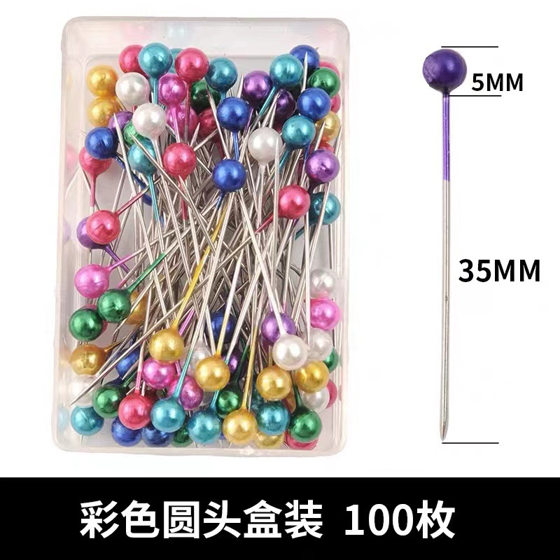 Caja de plástico de color 100 agujas nacaradas agujas de posicionamiento de papel de difracción prendas de vestir agujas grandes agujas de cuentas de punta redonda de punto de cruz