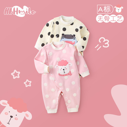 Spring and autumn baby jumpsuits, newborn boneless children's clothing, baby clothes, children's pajamas, rompers, home clothes