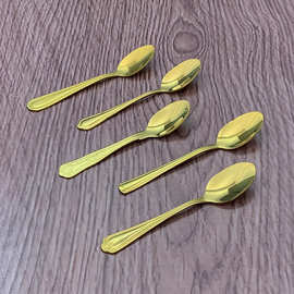 不锈钢小勺儿童吃饭勺金色贝壳调羹家用餐厅咖啡勺搅拌勺甜品勺