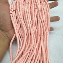 厂家直批粉珊瑚2*4隔片直切圆珠散珠半成品长条