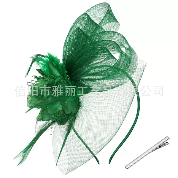 Cross-Border Best-Selling European and American Tea Party Hats, Women's Hats, Bridal Floral Mesh Feather Headbands, Horse Racing Festival Headwear for Girls