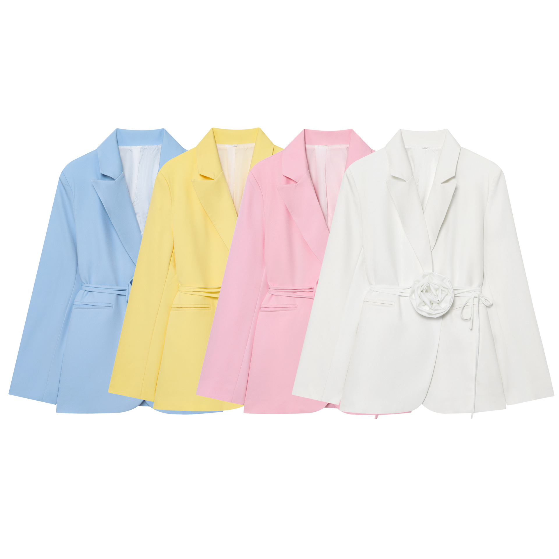 Autumn 2025 New European and American Style Women's Fashion Elegant Versatile Lace-Up Floral Blazer