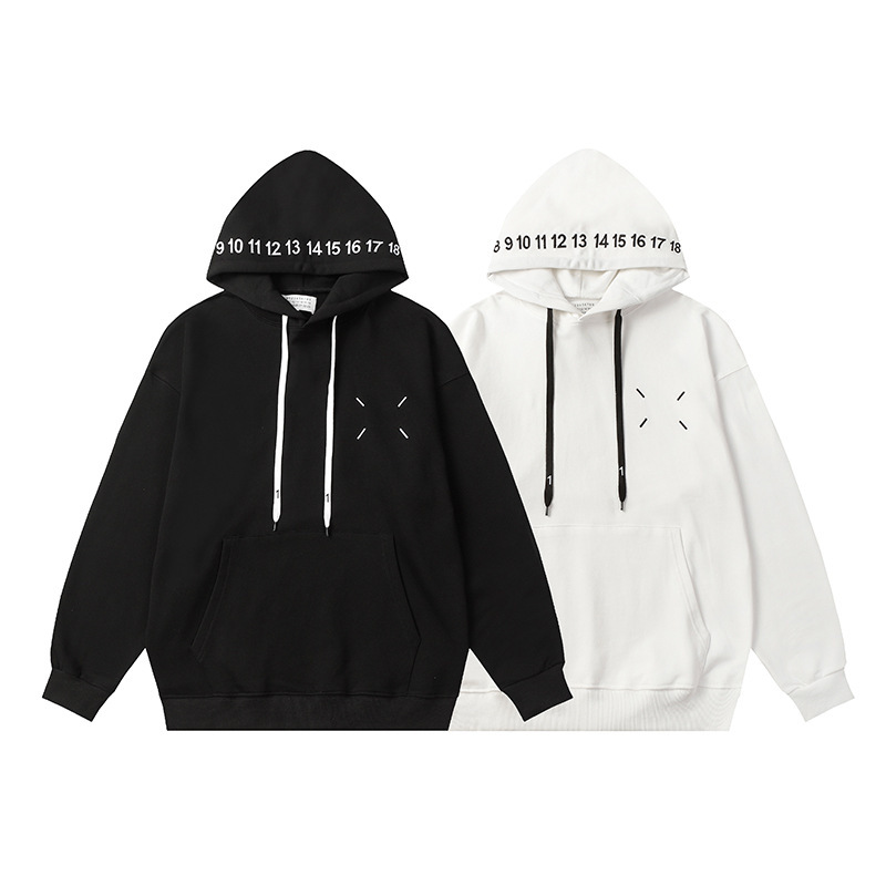 Maison Margiela Hat Embroidered MM6 Logo Cotton Pullover Men's and Women's Hooded All-Match Sweater Hoodie Maison Margiela Hat Embroidered MM6 Logo Cotton Pullover Men's and Women's Hooded All-Match Sweater Hoodie