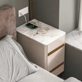 智能床头柜简约现代极窄小型卧室轻奢多功能无线充电收纳边几