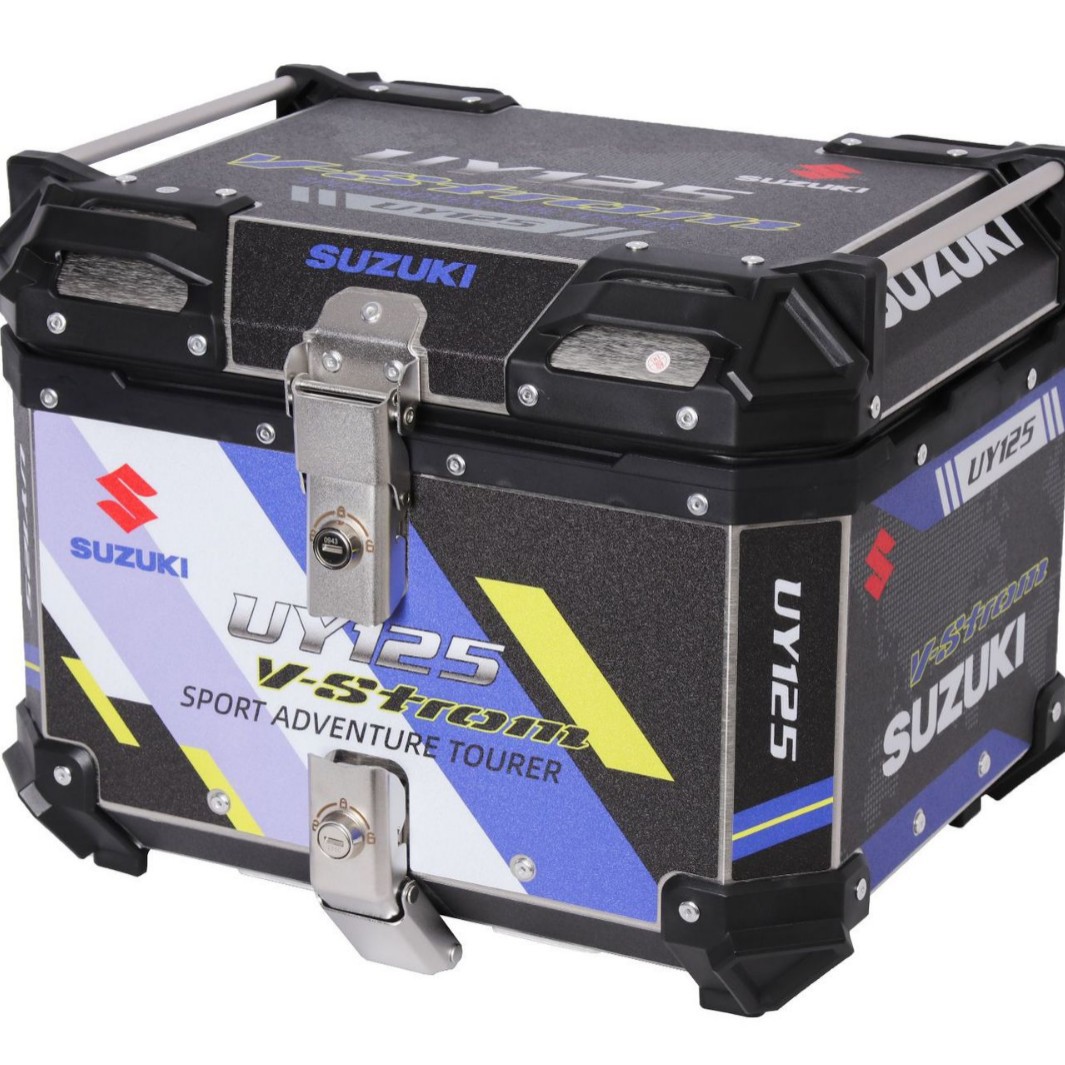 45LUY125 calcomanía negro azul aleación de aluminio caja trasera motocicleta caja trasera scooter ternero coche eléctrico baúl